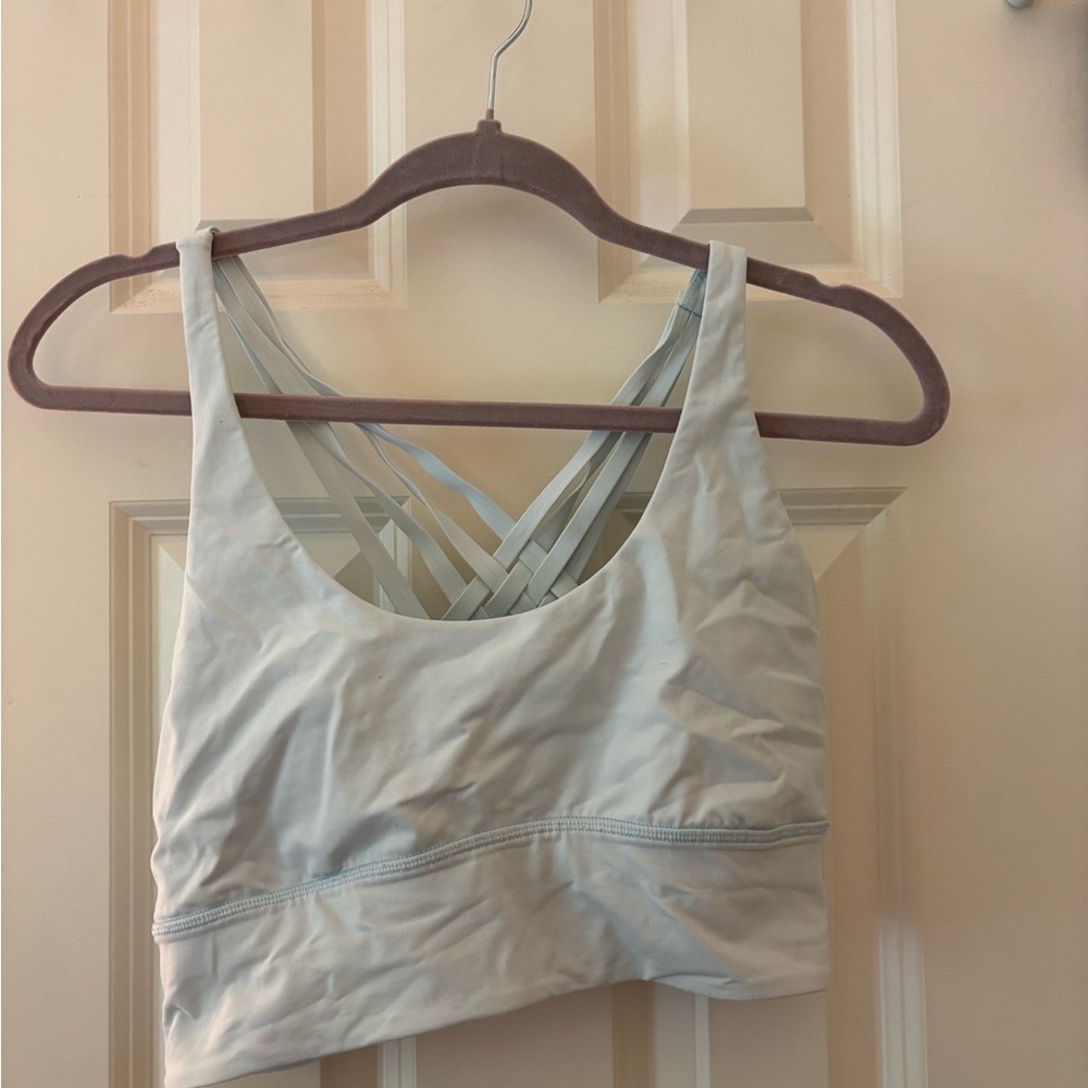 Women's Light Blue Strappy Sports Bra